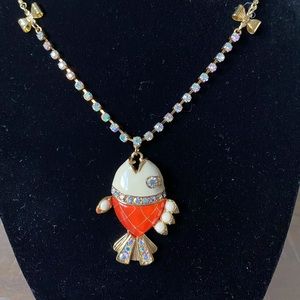 NWT RARE Betsey Johnson Orange Fish Necklace